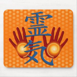 Reiki Hands orange dots Mouse Pad