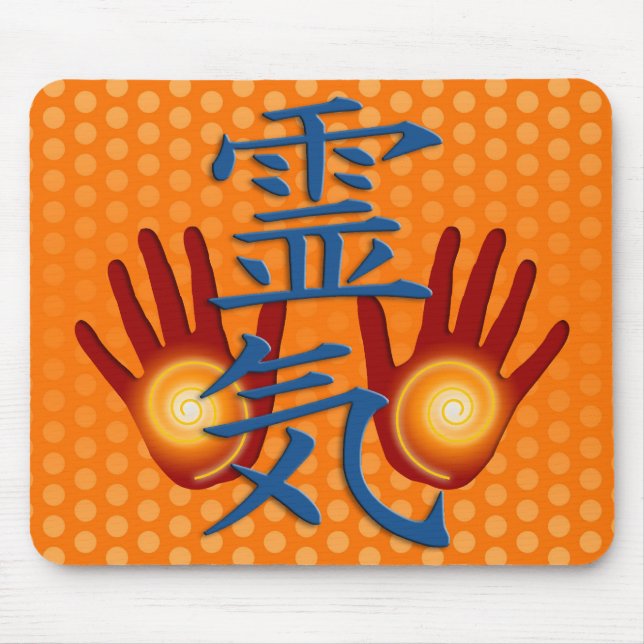 Reiki Hands | orange dots Mouse Pad (Front)