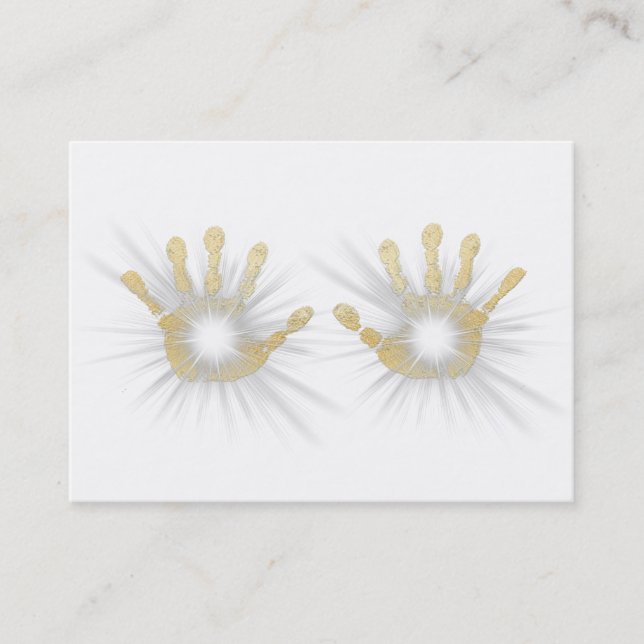 *~* Reiki Healing Energy Gold Foil Hands Business Card (Front)