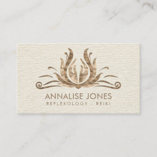 Reiki Healing Hands in Lotus Pastel Gold Business Card