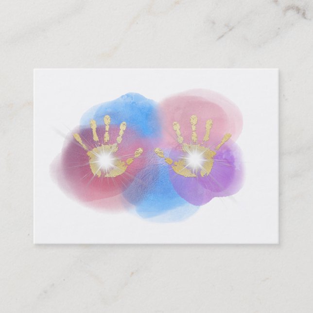 *~* Reiki Healing Hands Radiating Energy Gold Foil Business Card (Front)