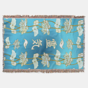 Reiki Healing Hands Symbols with lotus Throw Blanket