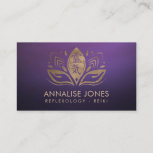 Reiki Healing symbol and hands in Lotus Business Card
