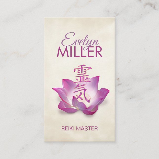 Reiki Healing symbol in lotus Business Card (Front)