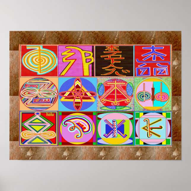 Reiki Healing Symbols Guru Master Spiritual Cosmic Poster (Front)