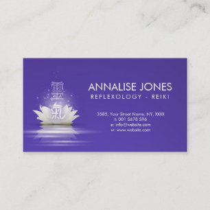 Reiki Healing Symbols on White Lotus Business Card