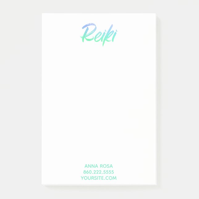 *~* Reiki Iridescent Blue Green & Turquoise Post-it Notes (Front)
