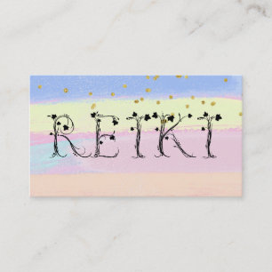 *~* REIKI Ivy Typography Glitter Pastel Stripes Business Card