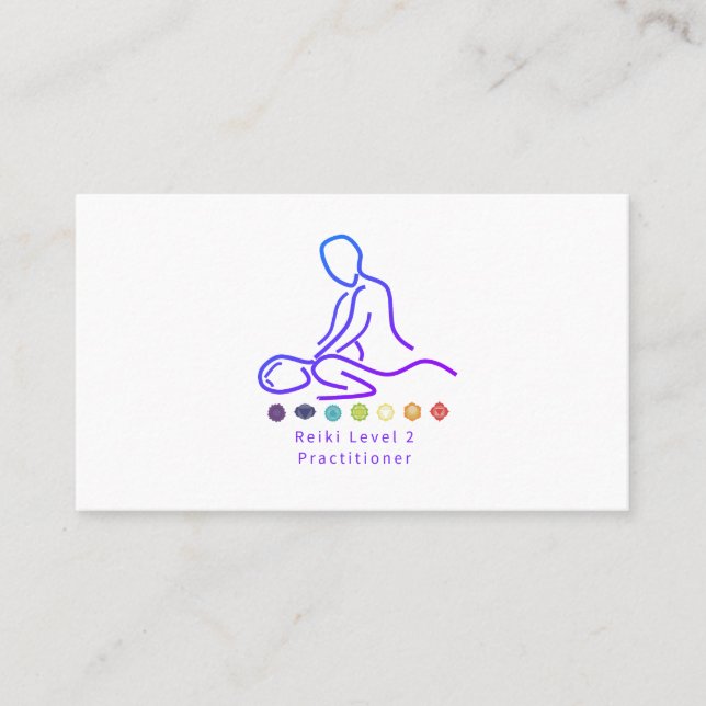 Reiki Level 2 Practitioner Outline White Business Card (Front)