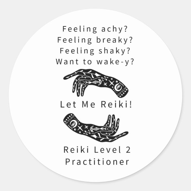 Reiki Level 2 Practitioner Riddle And Hands Classic Round Sticker (Front)