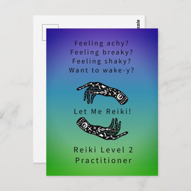 Reiki Level 2 Practitioner Riddle And Hands Colour Postcard (Front/Back)