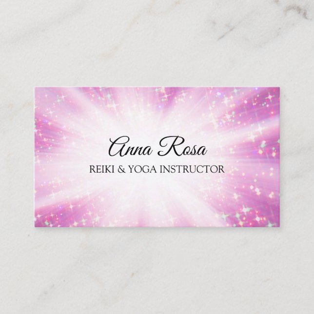 *~* Reiki Massage Healing Sparkle Rays Business Card (Front)