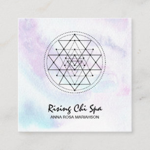 *~* Reiki Massage Pastel Sacred Geometry Yoga Square Business Card