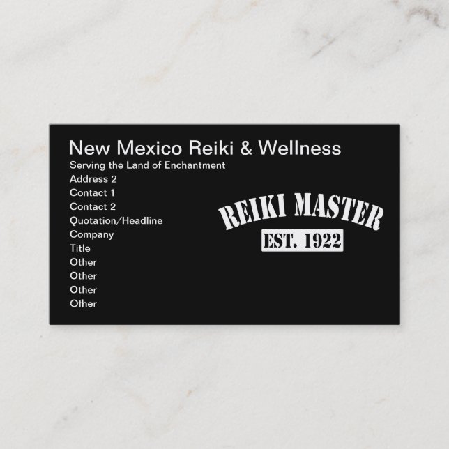 Reiki Master Appointment Card (Front)