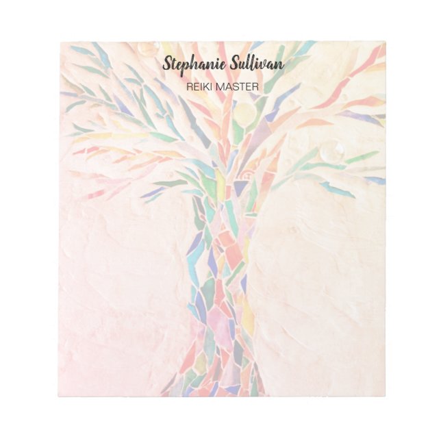 Reiki Master Rainbow Tree Personalized  Notepad (Front)