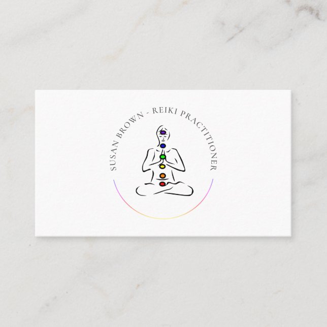 Reiki Master with Chakras Business Card (Front)