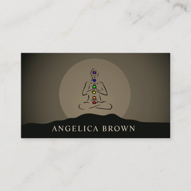 Reiki Master with Chakras Business Card (Front)