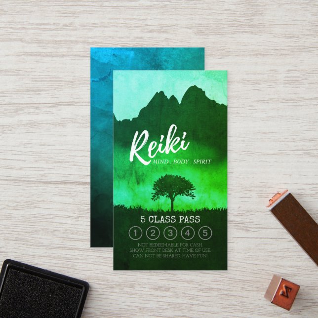 Reiki Master Yoga Mediation 5 Classe Pass Fidélité (Devant/Arrière en situation)