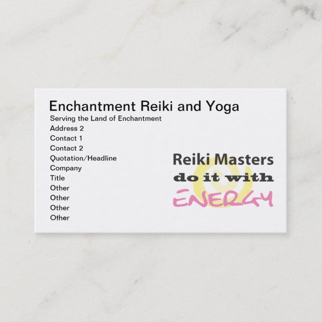 Reiki Masters Do It with Energy Appointment Card (Front)