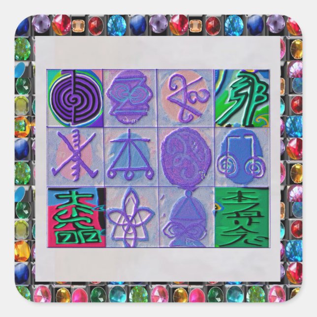 Reiki n Karuna Healing Sign 12    V24 Square Sticker (Front)