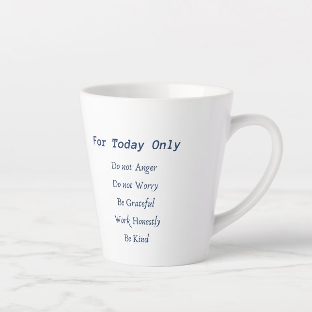 Reiki Precepts Latte Mug. Blue Mug (Right)