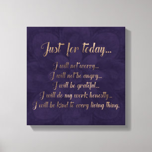 Reiki Principles- gold on purple lotus Canvas Print