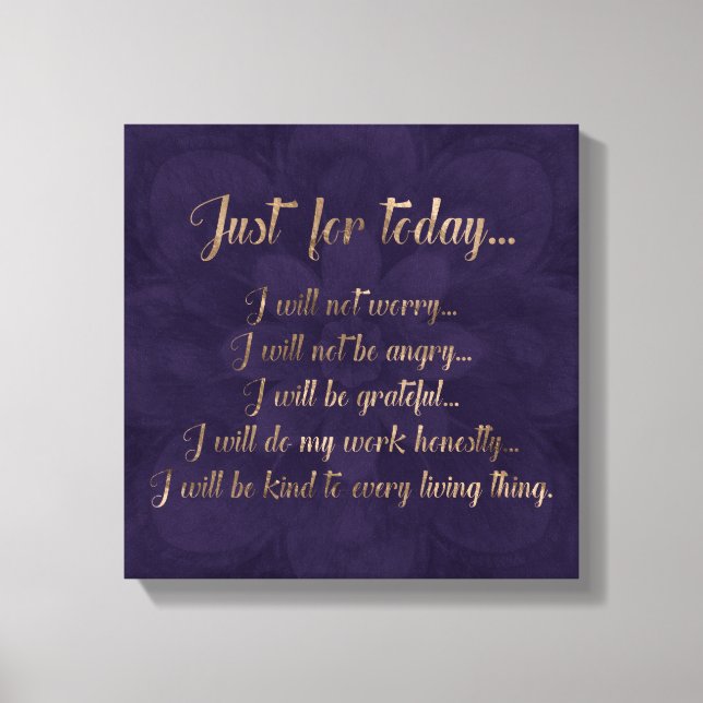 Reiki Principles- gold on purple lotus Canvas Print (Front)