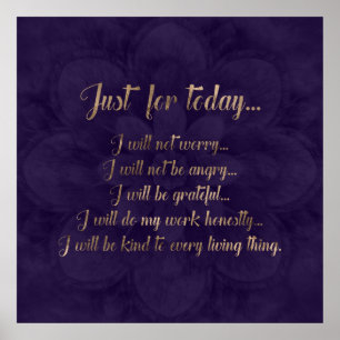 Reiki Principles- gold on purple lotus Poster