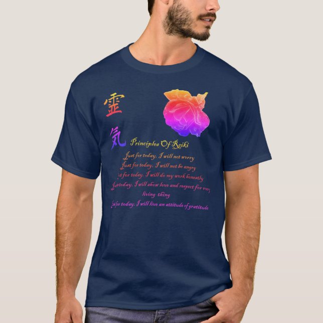 Reiki Principles Just For Today Rainbow T-Shirt (Front)