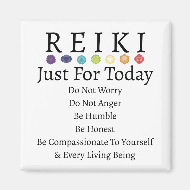 Reiki Principles Precepts on White Magnet (Front)