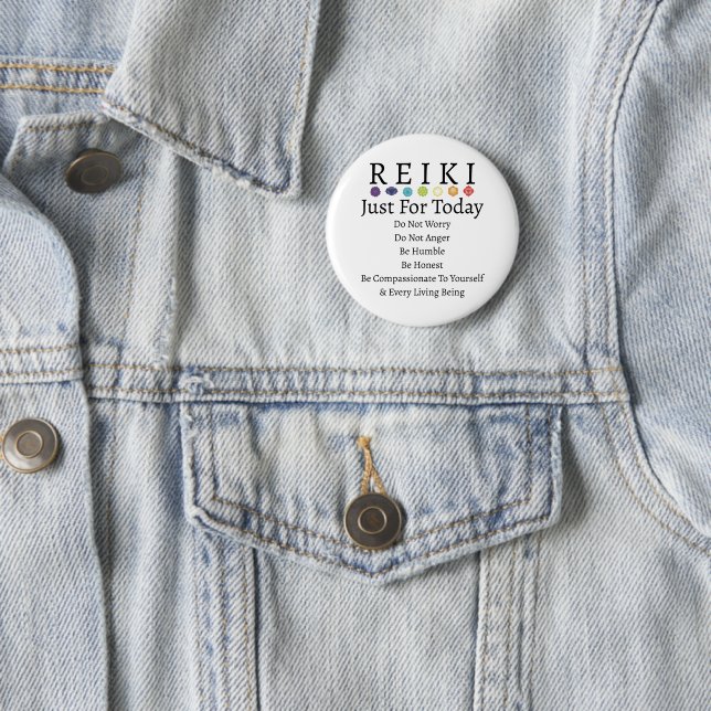 Reiki Principles Precepts White 2 Inch Round Button (In Situ)