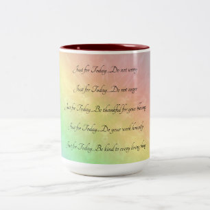 Reiki Principles Rainbow Mandala design Two-Tone Coffee Mug