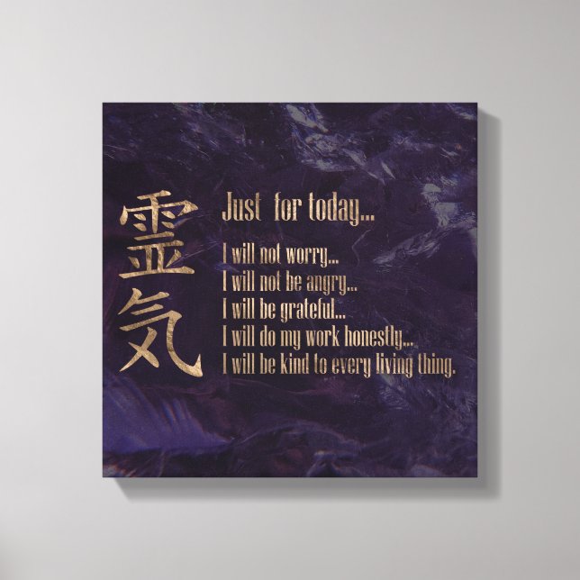 Reiki Principles - Reiki Precepts Canvas Print (Front)