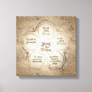 Reiki Principles - Reiki Precepts Golden Sheer Canvas Print