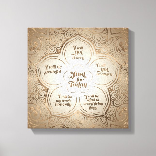 Reiki Principles - Reiki Precepts Golden Sheer Canvas Print (Front)
