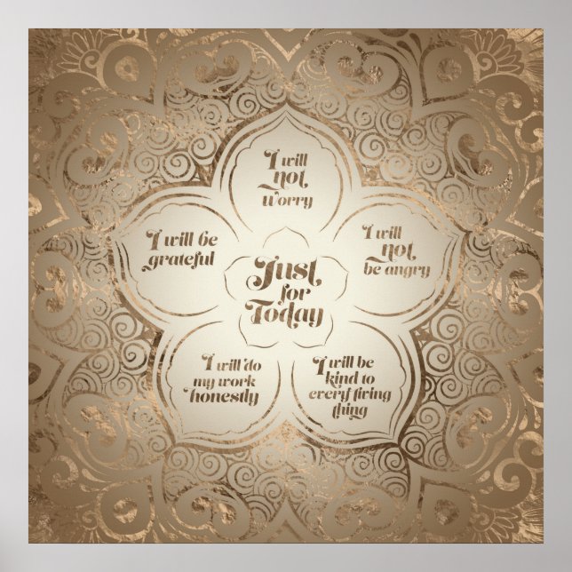 Reiki Principles - Reiki Precepts Golden Sheer Poster (Front)
