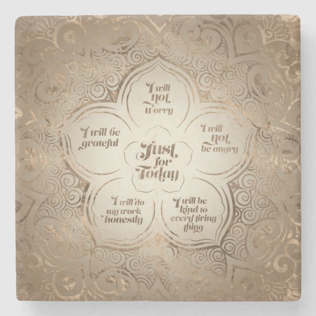 Reiki Principles - Reiki Precepts Golden Sheer Stone Coaster (Front)