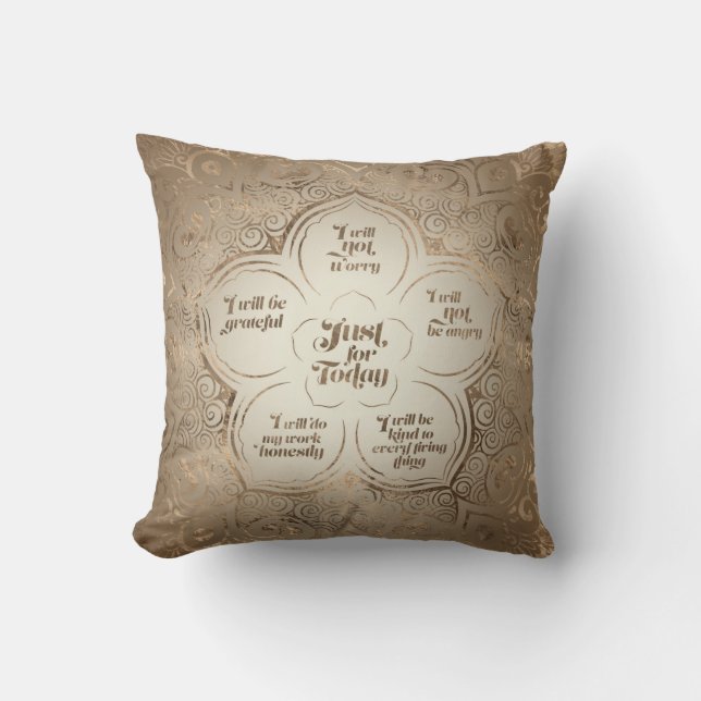 Reiki Principles - Reiki Precepts Golden Sheer Throw Pillow (Front)