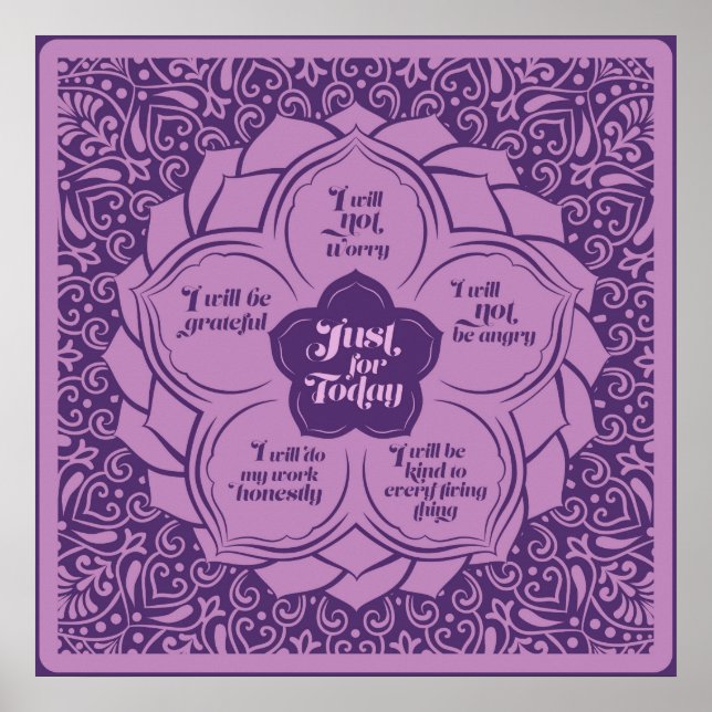 Reiki Principles - Reiki Precepts in Lotus Poster (Front)