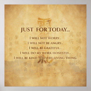 Reiki Principles - Reiki Precepts Poster
