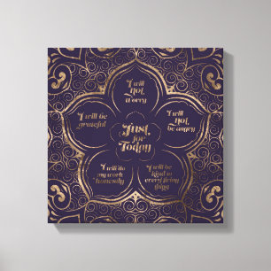 Reiki Principles - Reiki Precepts Purple and Gold Canvas Print
