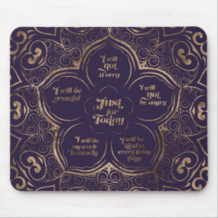Reiki Principles - Reiki Precepts Purple and Gold Mouse Pad