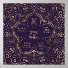 Reiki Principles - Reiki Precepts Purple and Gold