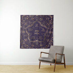 Reiki Principles - Reiki Precepts Purple and Gold Tapestry