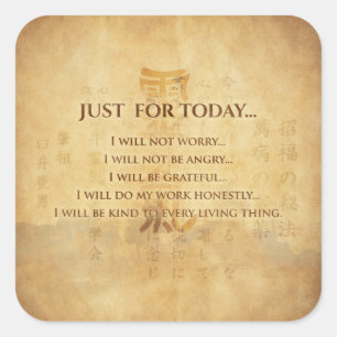 Reiki Principles - Reiki Precepts Square Sticker
