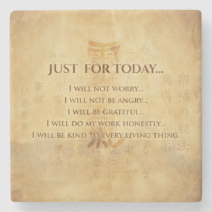 Reiki Principles - Reiki Precepts Stone Coaster