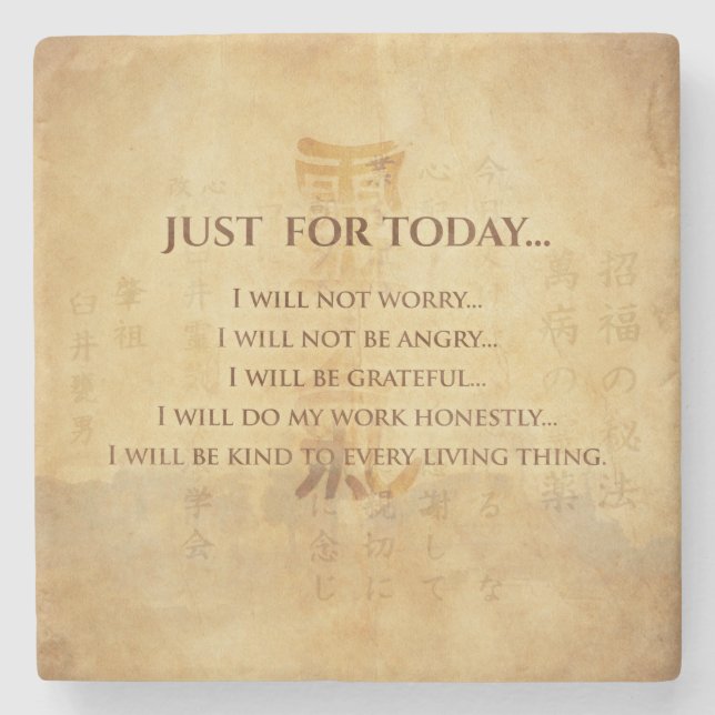 Reiki Principles - Reiki Precepts Stone Coaster (Front)