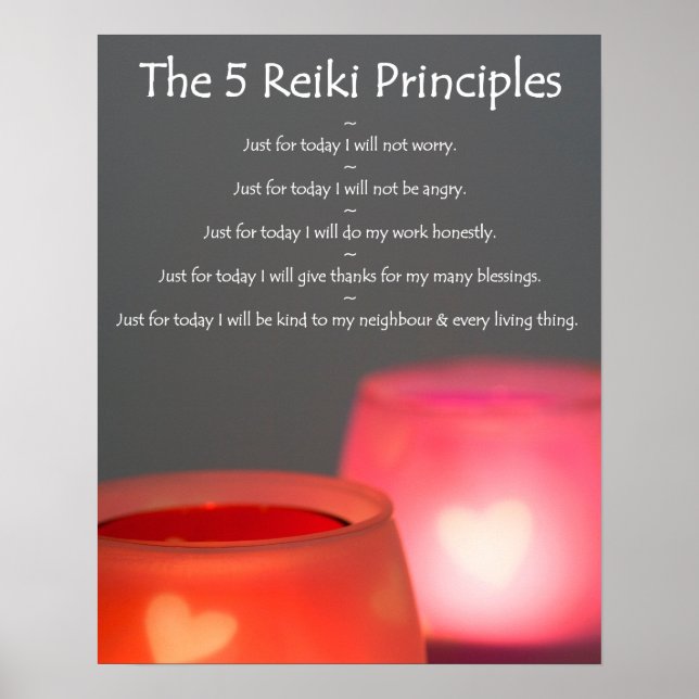 Reiki Principles with Candles Poster (Front)