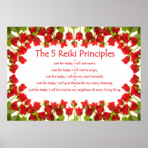 Reiki Principles with Roses Poster