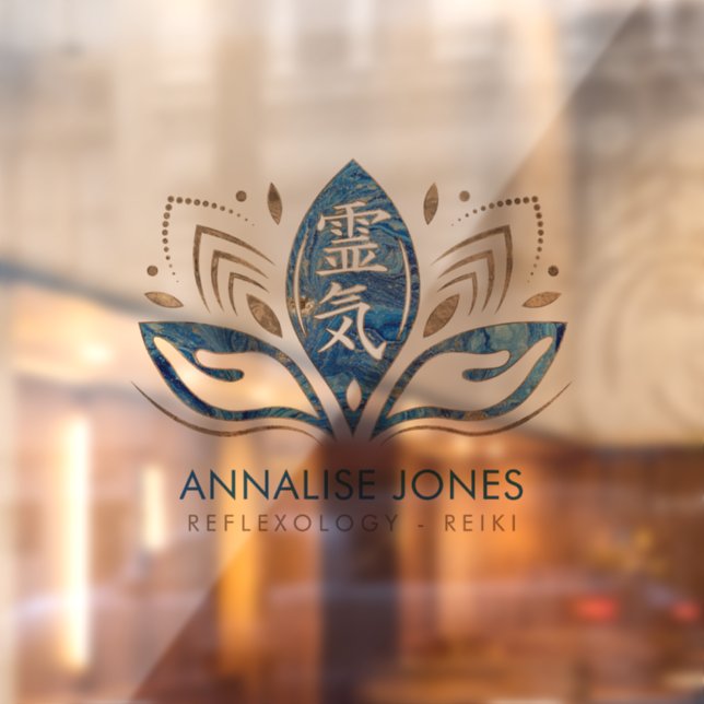 Reiki symbol and hands in Lotus Blue Window Cling (Sheet 2)